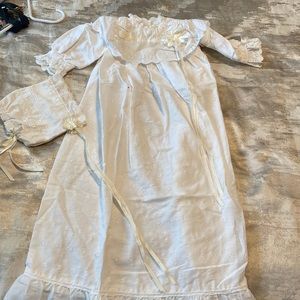 Baptism dress vintage hand made matching hat